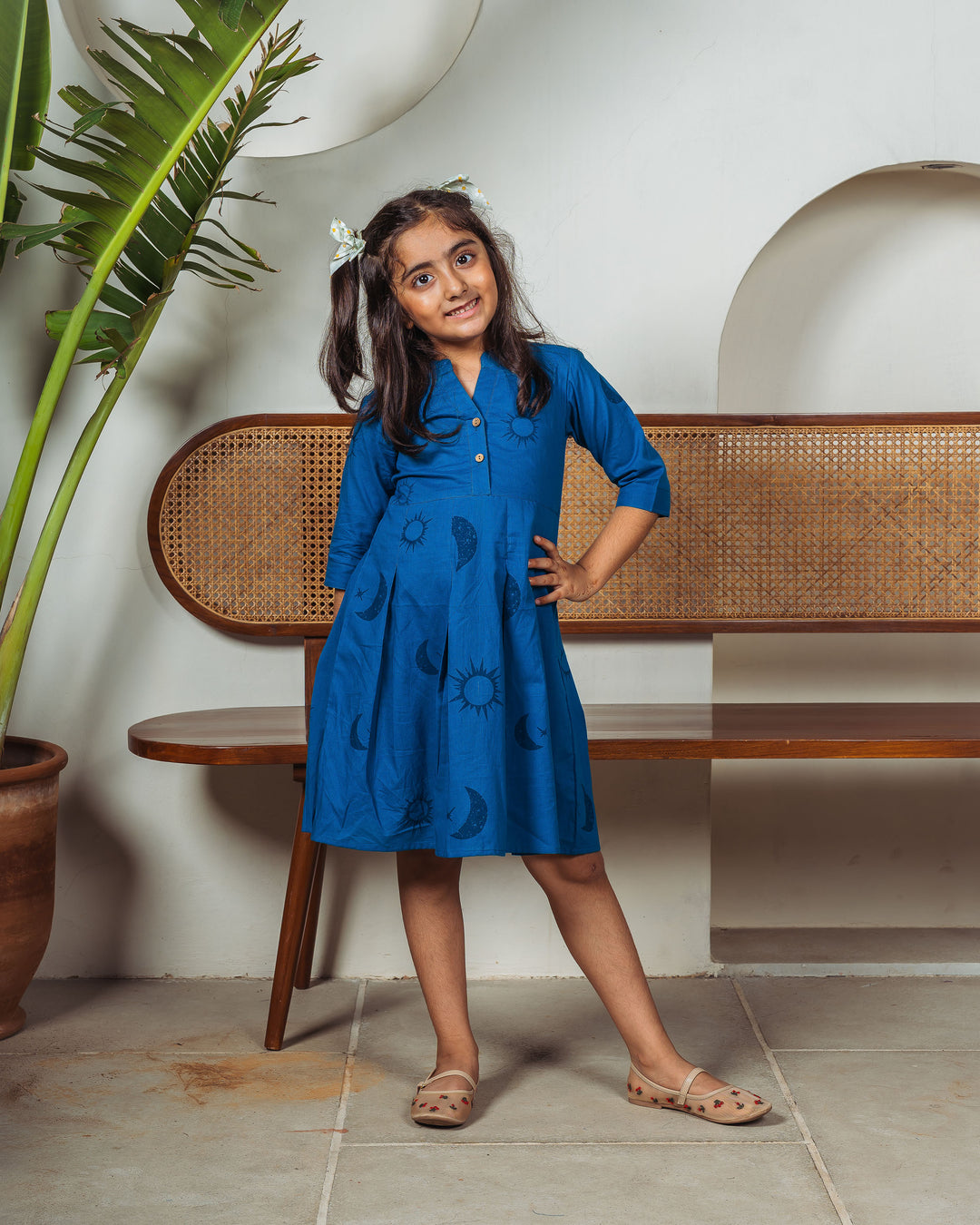 Teal Eclipse Mom and Daughter Cotton Dresses