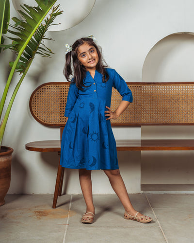 Teal Eclipse Cotton Girl's Dress