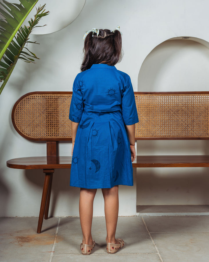 Teal Eclipse Cotton Girl's Dress