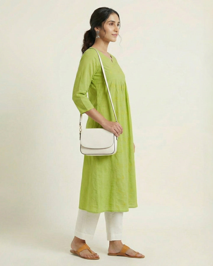 Green Embroidered Pure Cotton Kurta