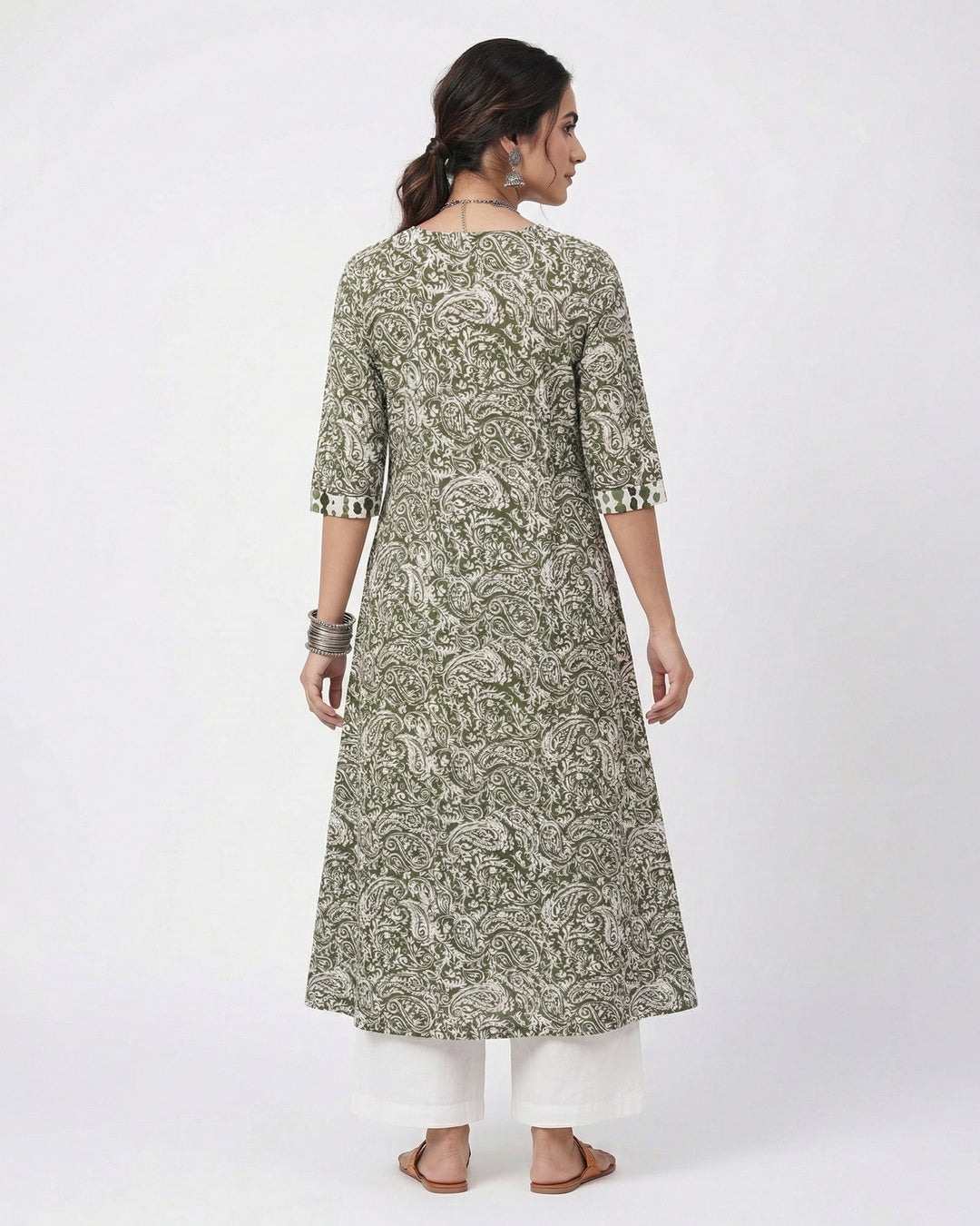 Green Kery Pure Cotton Kurta