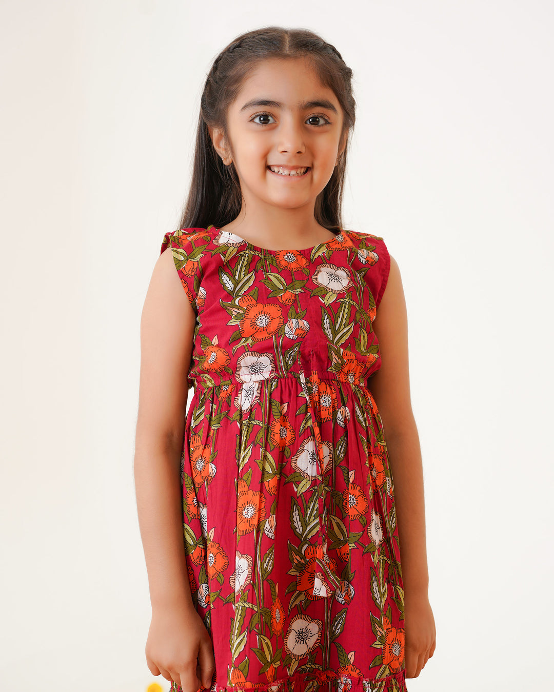 Scarlet Garden Tiered Cotton Girl's Dress