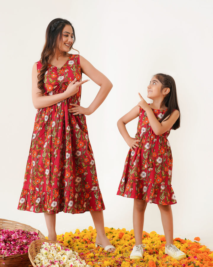 Scarlet Garden Mom and Daughter Dresses