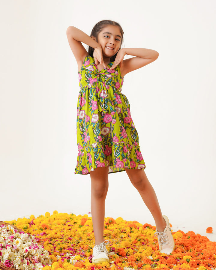 Lime Garden Mom and Daughter Dresses