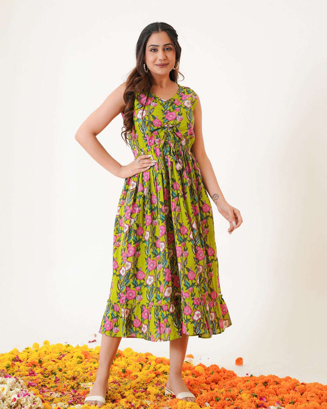 Lime Garden Mom and Daughter Dresses