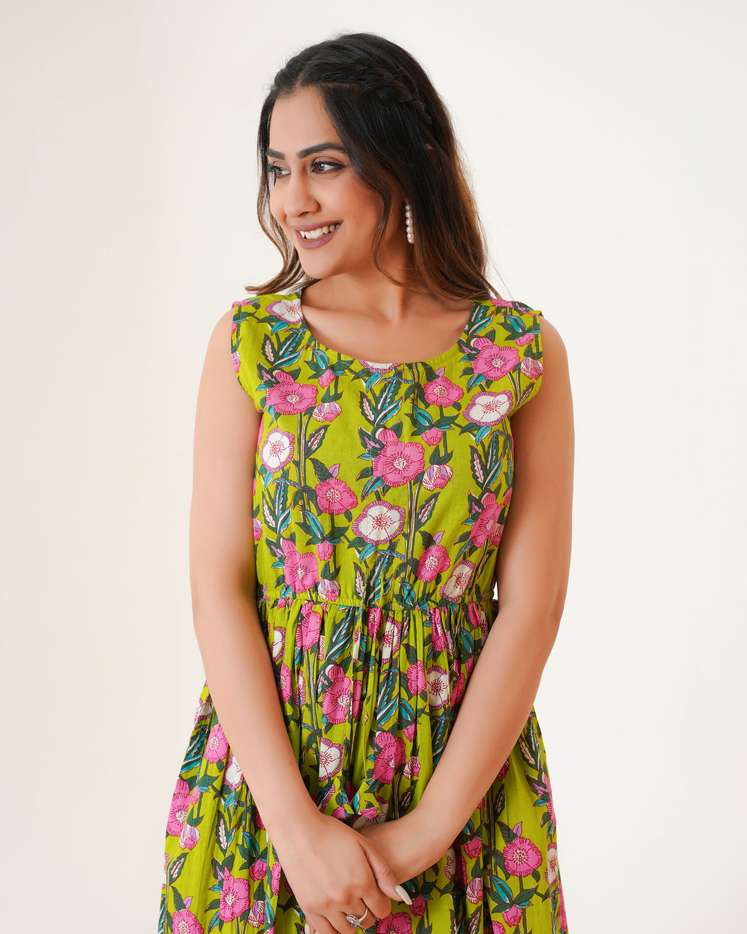 Lime Garden Mom and Daughter Dresses