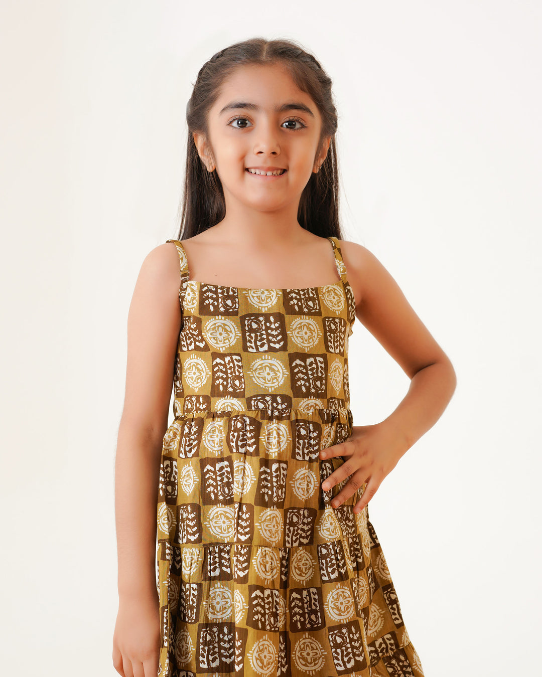 'Desert Haze' Girl's 3-Tiered Cotton Dress
