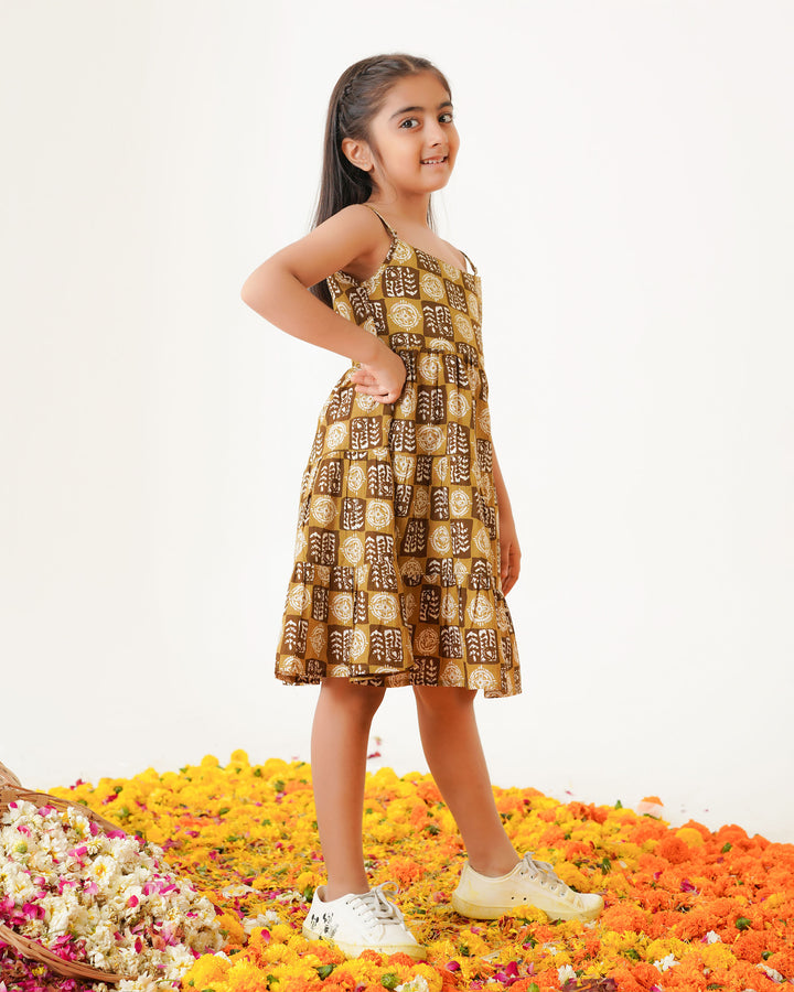 'Desert Haze' Girl's 3-Tiered Cotton Dress