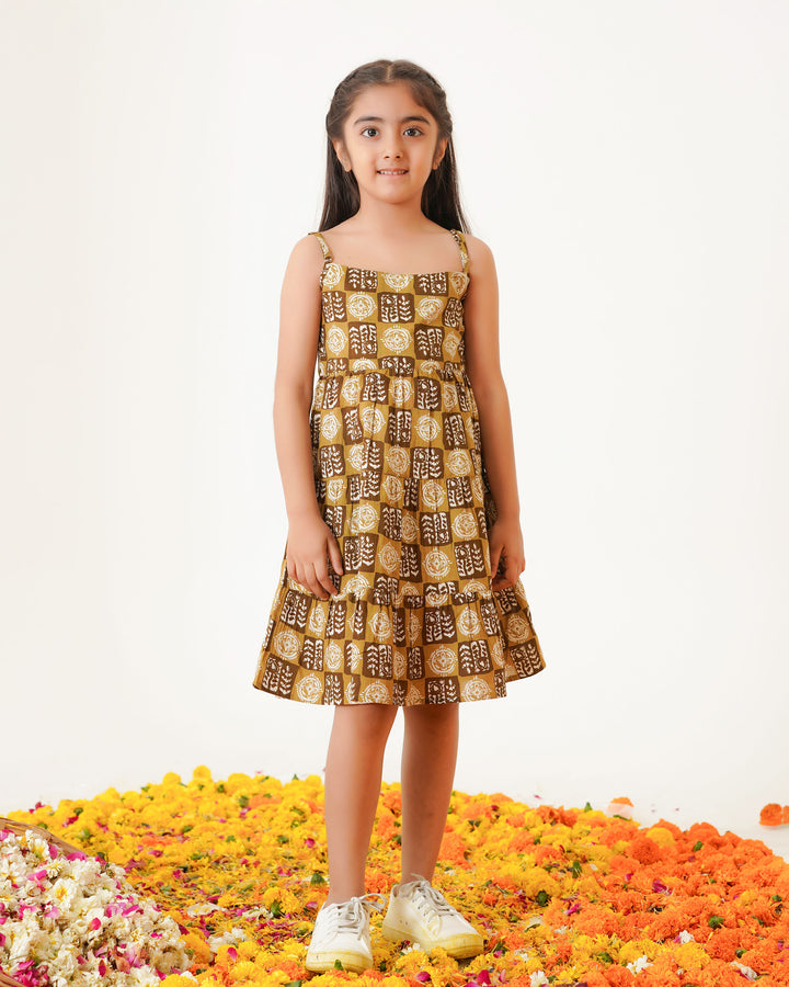 'Desert Haze' Girl's 3-Tiered Cotton Dress