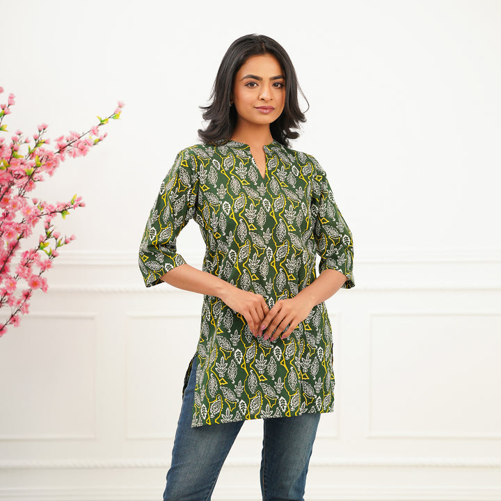 'Green Oasis' Cotton Short Kurti