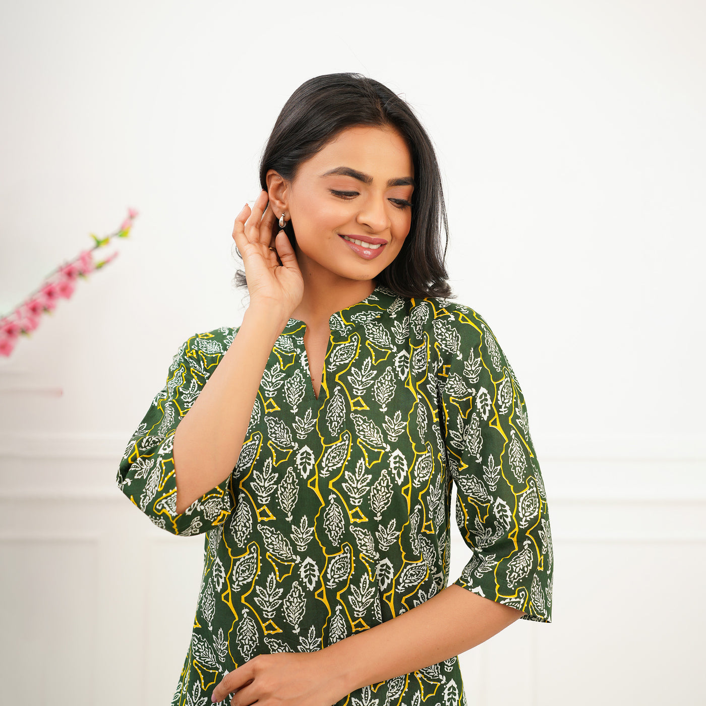 'Green Oasis' Cotton Short Kurti