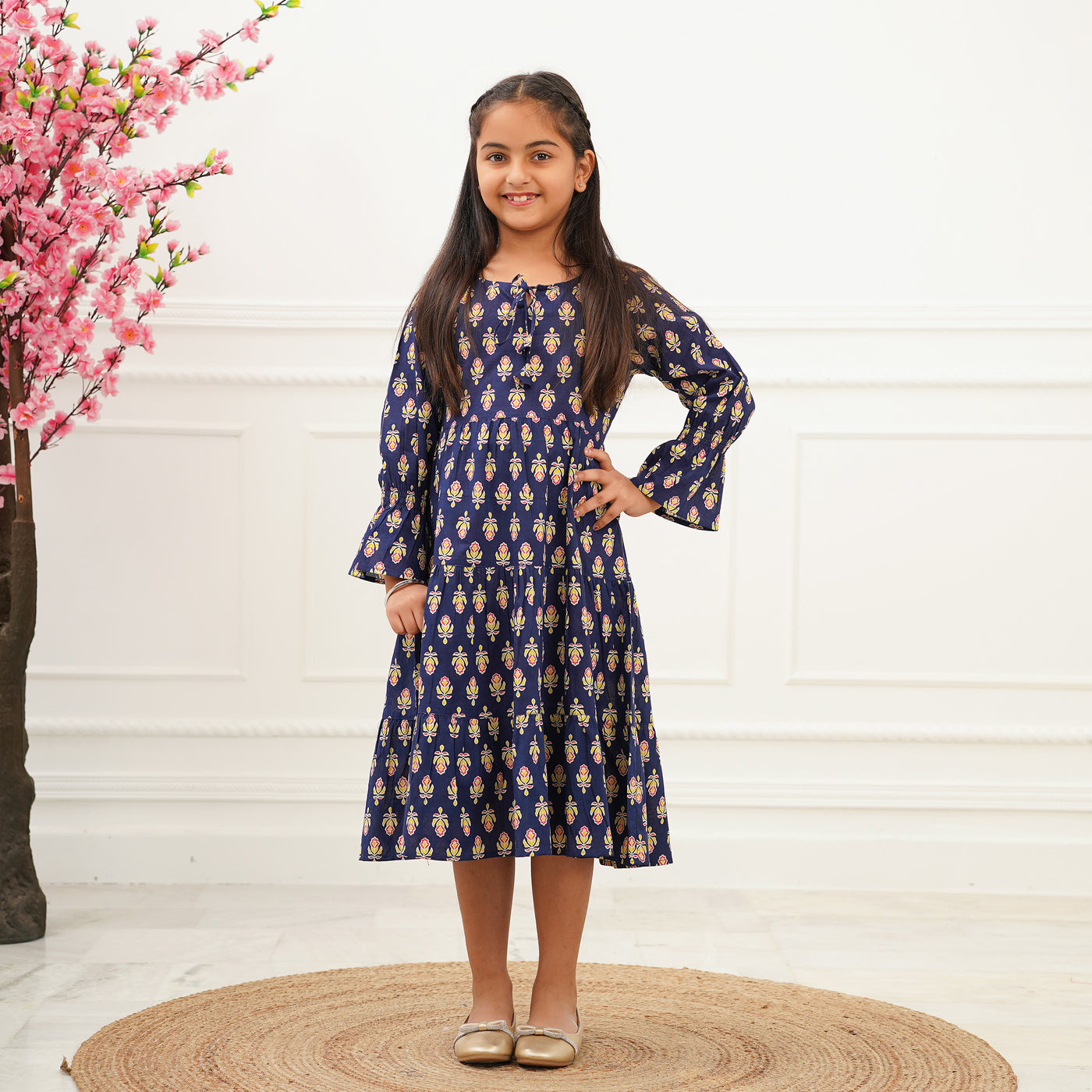 Blue Booti Mom and Daughter 3-Tiered Cotton Dresses