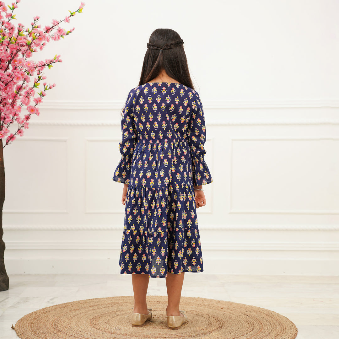 Blue Booti 3-Tiered Girl's Cotton Dress