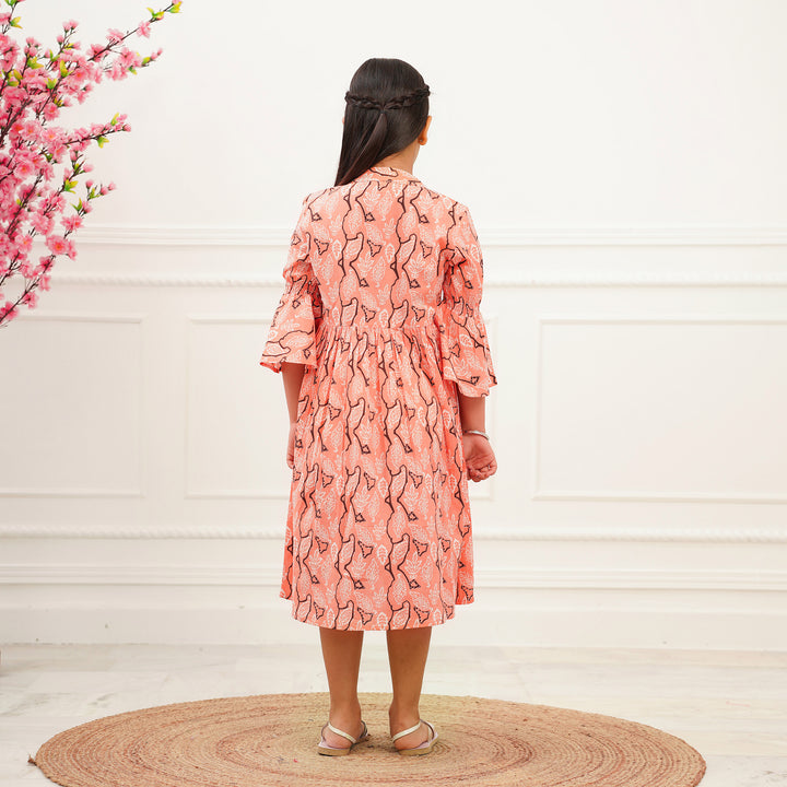 Peach Oasis Girl's Cotton Dress