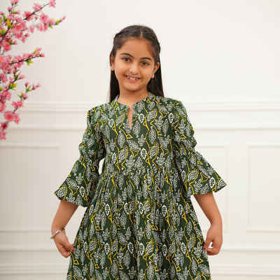 Green Oasis Girl's Cotton Dress