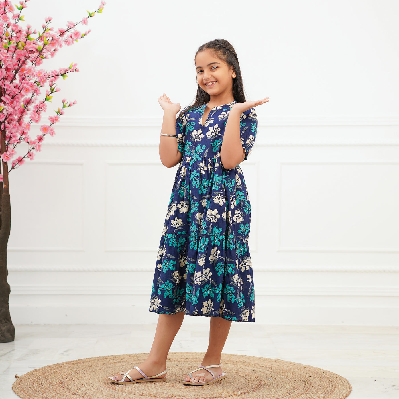 Twilight Lily Girl's Cotton Tiered Dress