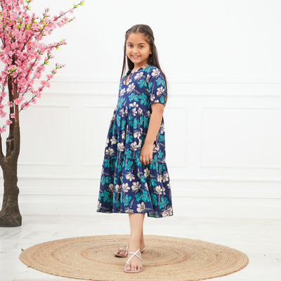 Twilight Lily Girl's Cotton Tiered Dress