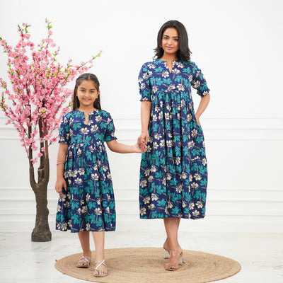 Twilight Lily Tiered Mom and Daughter Cotton Dresses