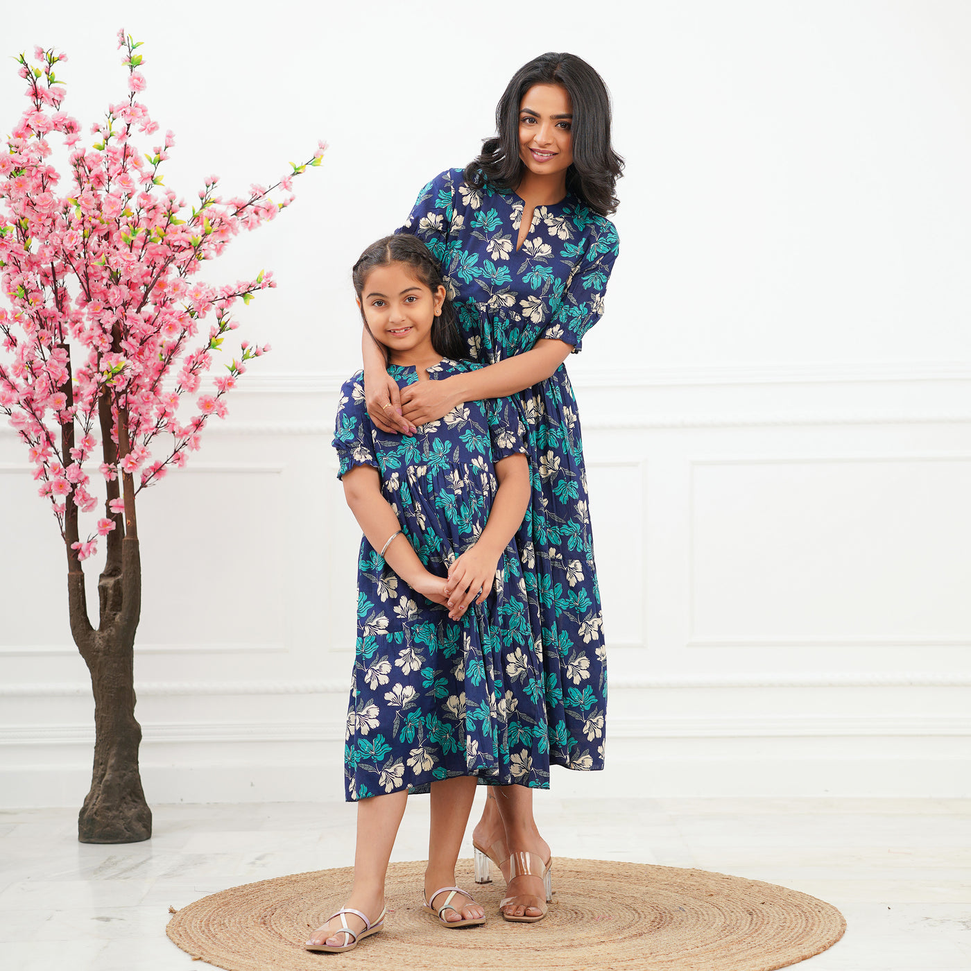 Twilight Lily Tiered Mom and Daughter Cotton Dresses