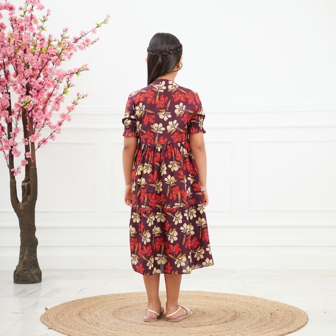 'Lily on Brown' Girl's Cotton Tiered Dress