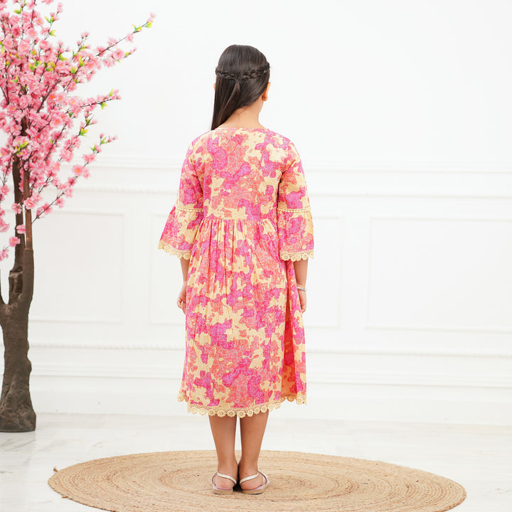'Pink Swirl' Tie Dyed Girl's Cotton Dress
