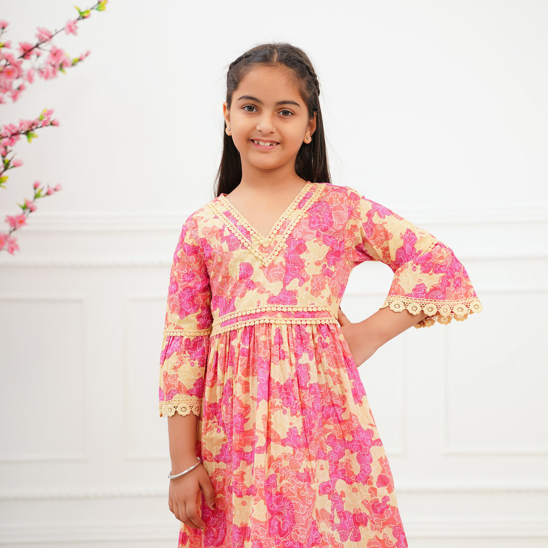 'Pink Swirl' Tie Dyed Girl's Cotton Dress