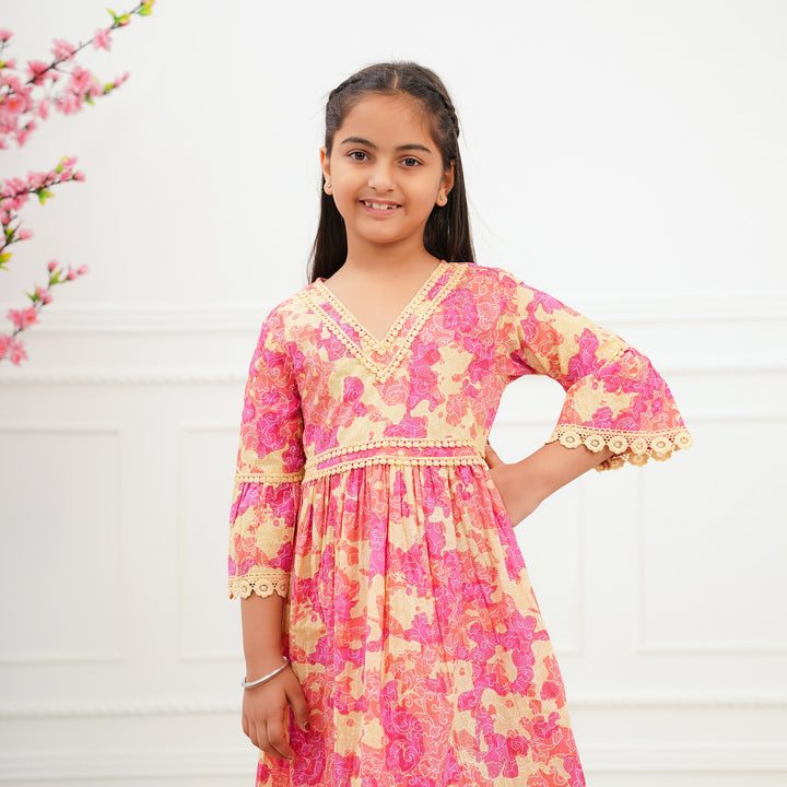 'Pink Swirl' Tie Dyed Girl's Cotton Dress