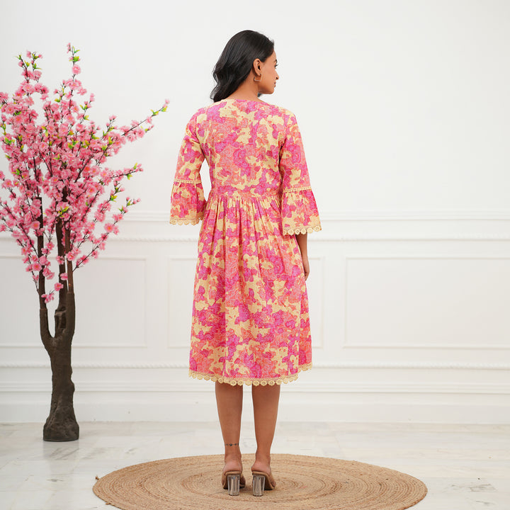 'Pink Swirl' Tie-Dyed Mom and Daughter Cotton Dresses