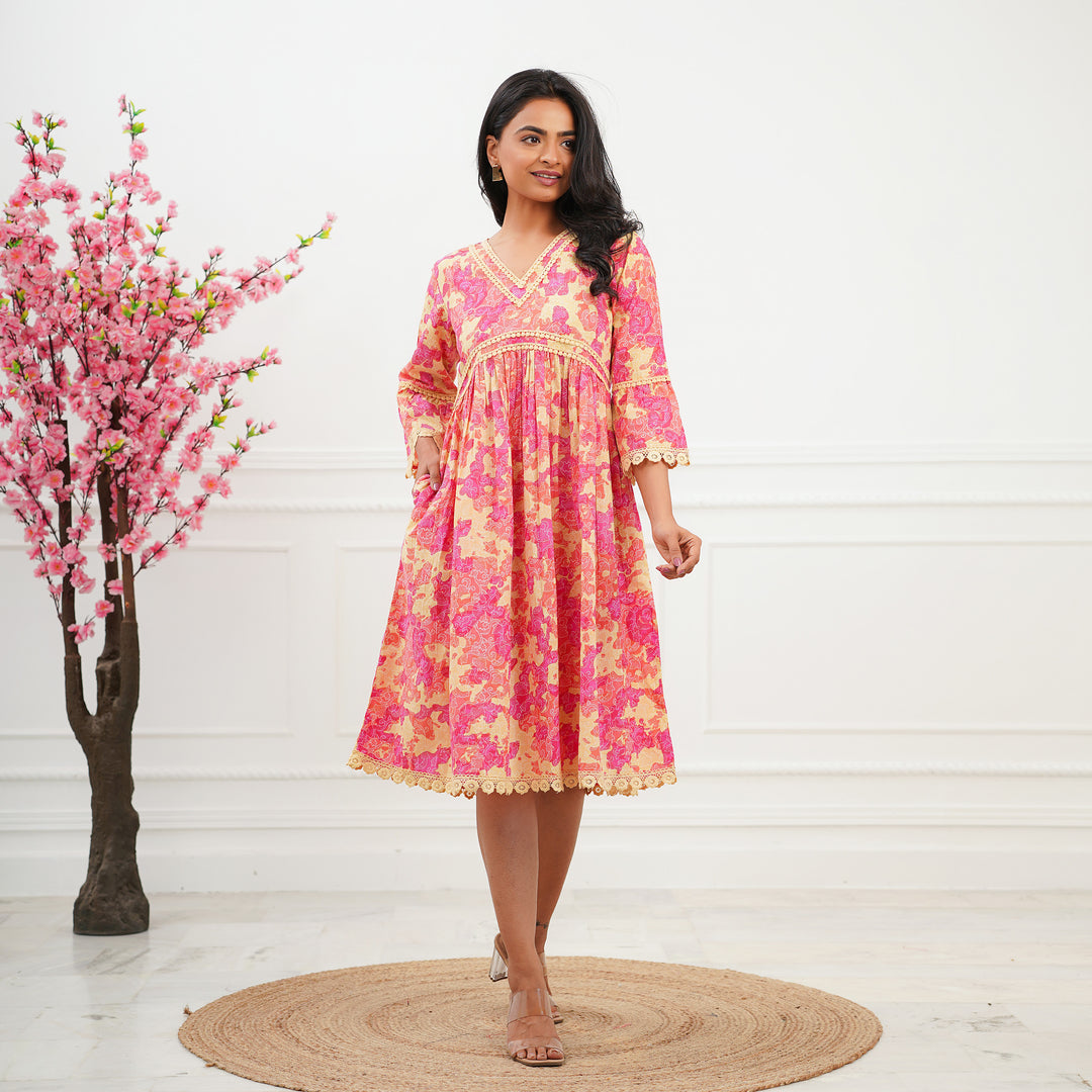 'Pink Swirl' Tie-Dyed Mom and Daughter Cotton Dresses