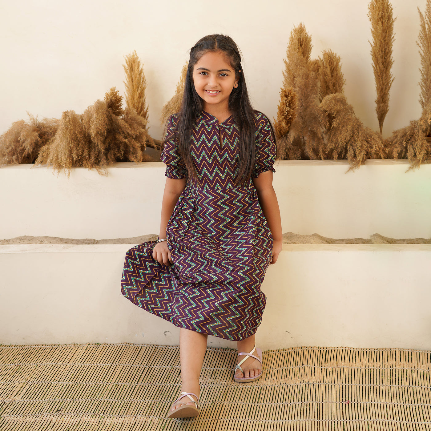 Leheria on Purple Mom and Daughter Cotton Dresses