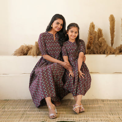 Leheria on Purple Mom and Daughter Cotton Dresses