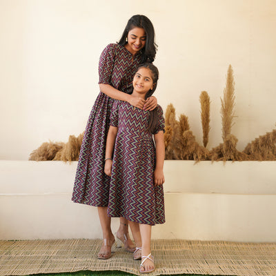 Leheria on Purple Mom and Daughter Cotton Dresses