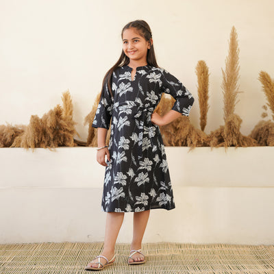 'Black Iris' Mom and Daughter Cotton Dresses