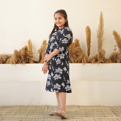 'Black Iris' Mom and Daughter Cotton Dresses