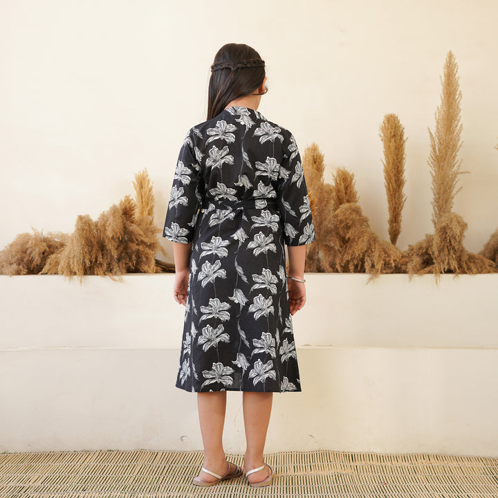 'Black Iris' Girl's Cotton Dress