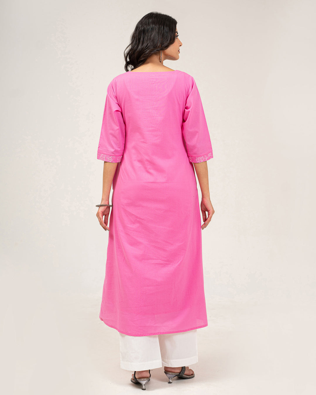 Light Pink Embroidered Pure Cotton Kurta