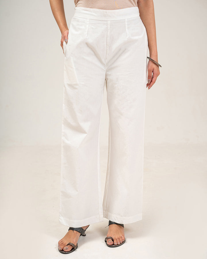 Women's Undyed Cotton Poplin Wide-Leg Pant