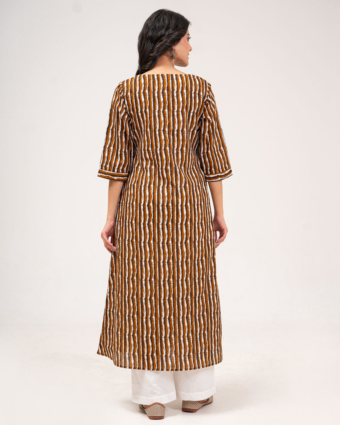 Brown Stripes Pure Cotton Kurta