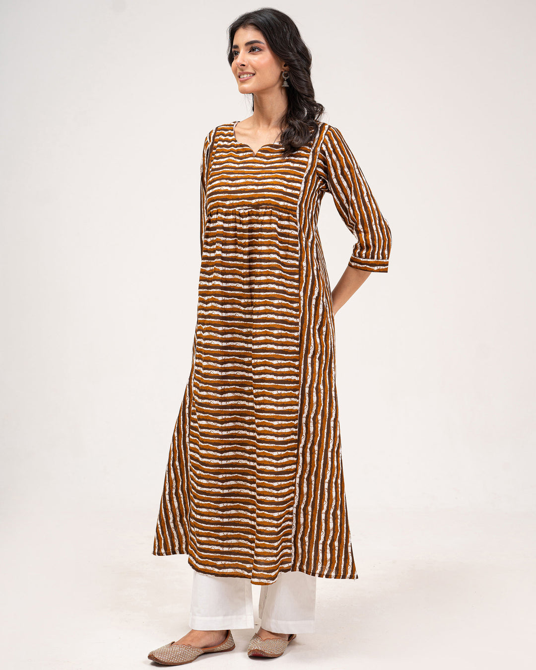 Brown Stripes Pure Cotton Kurta