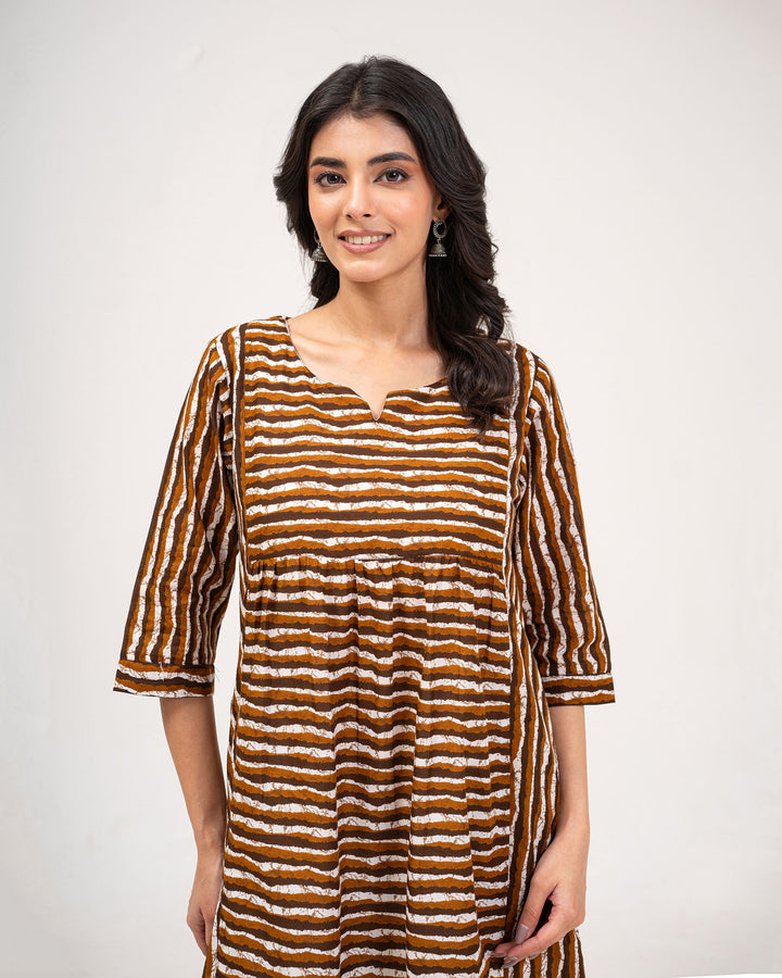 Brown Stripes Pure Cotton Kurta