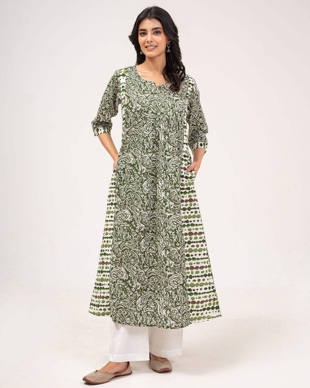 Green Kery Pure Cotton Kurta