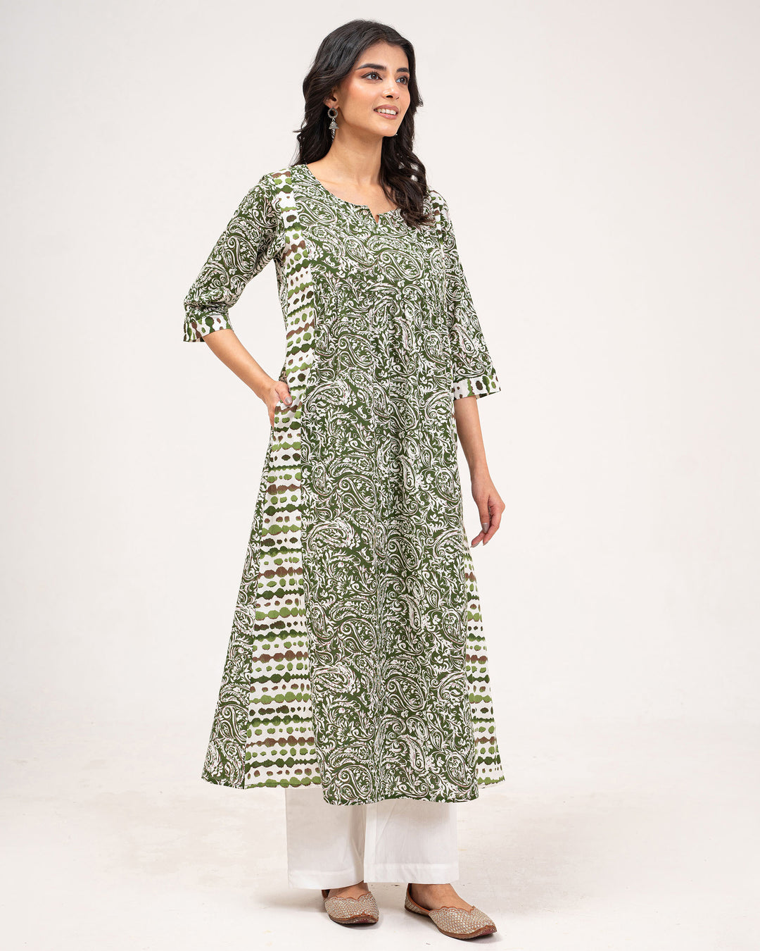 Green Kery Pure Cotton Kurta