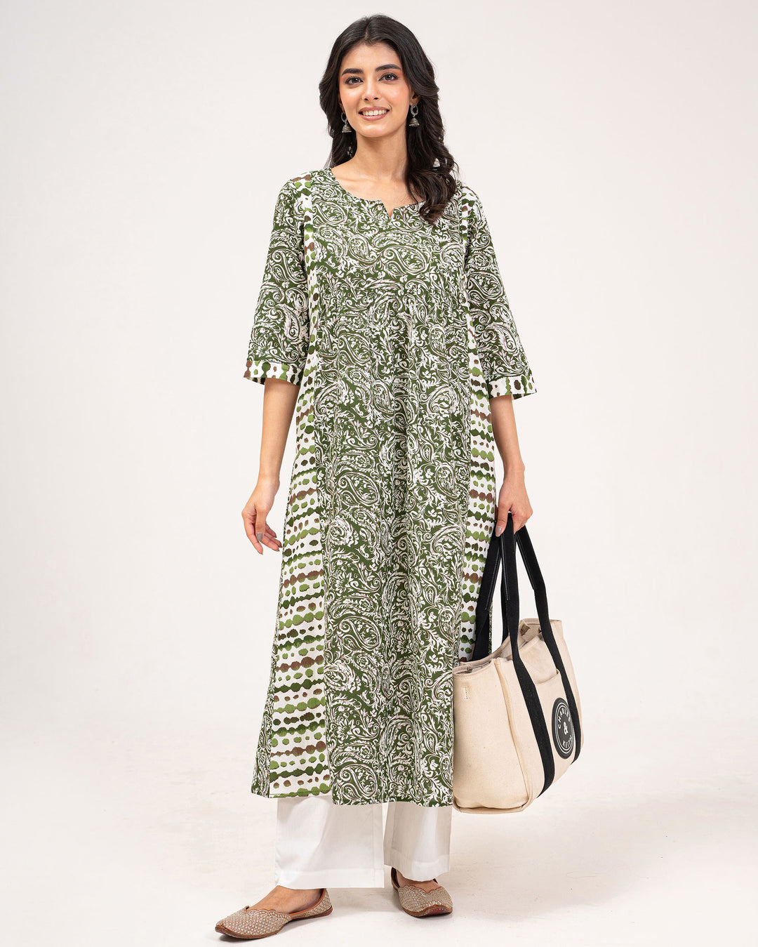 Green Kery Pure Cotton Kurta