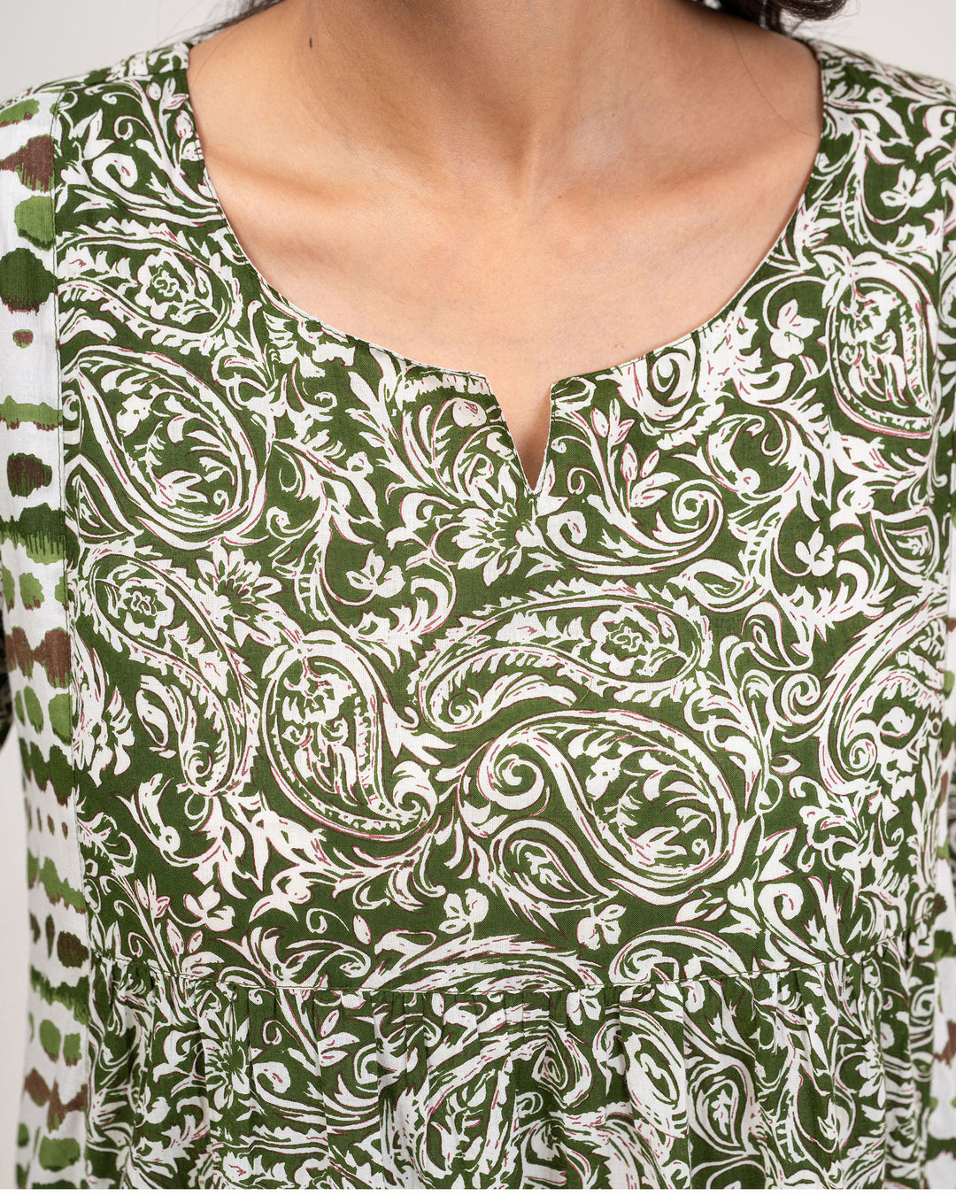 Green Kery Pure Cotton Kurta