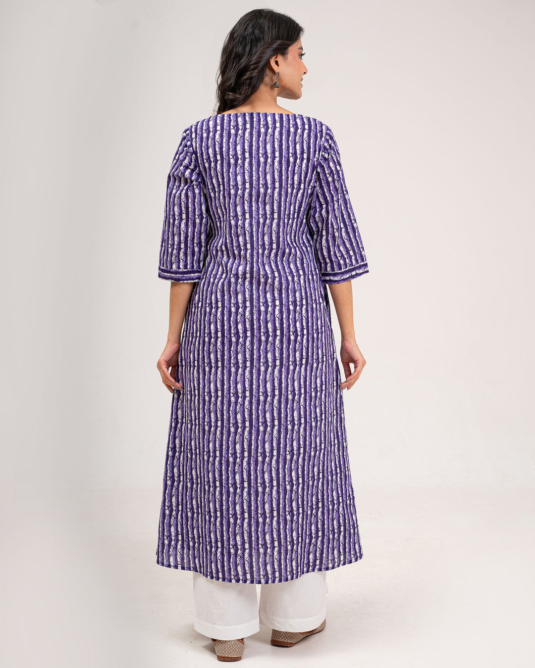 Purple Stripes Pure Cotton Kurta