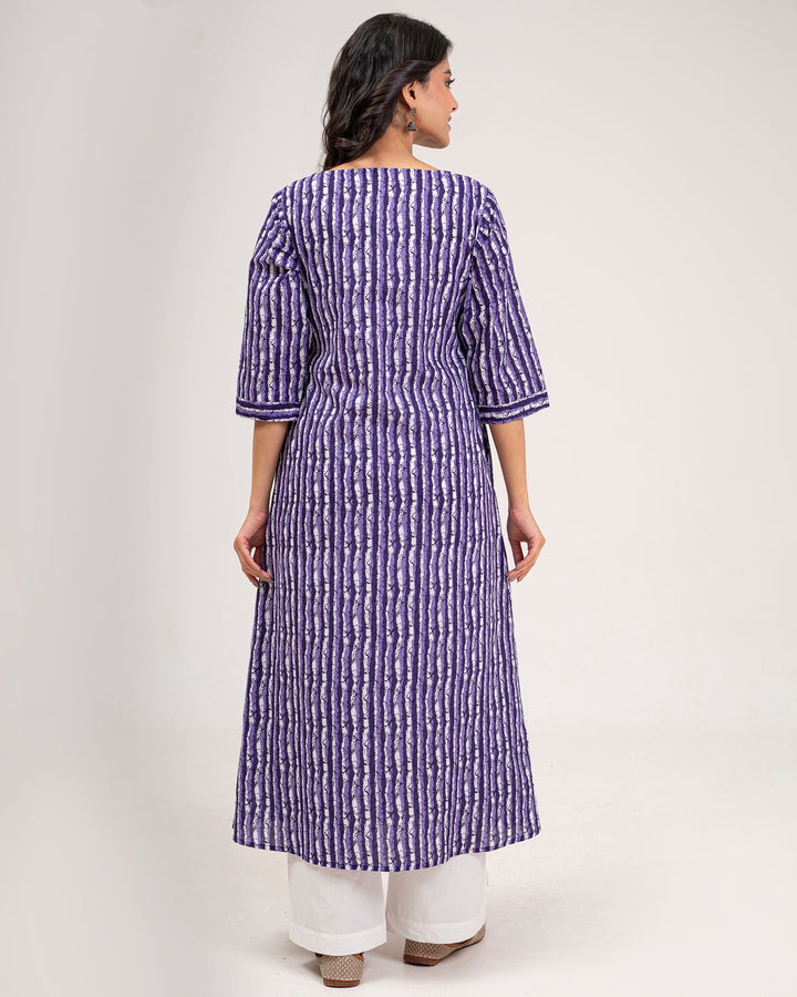 Purple Stripes Pure Cotton Kurta