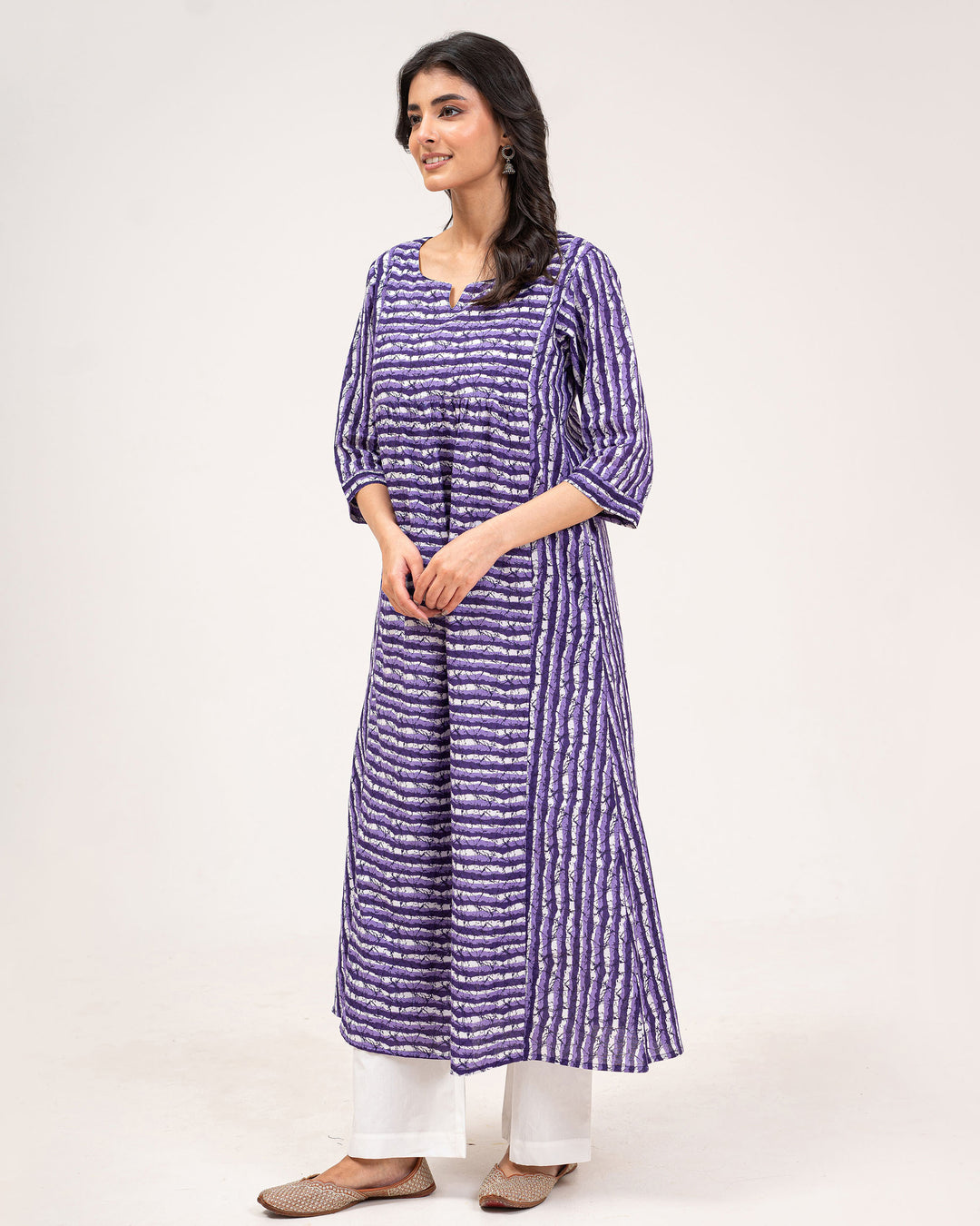 Purple Stripes Pure Cotton Kurta