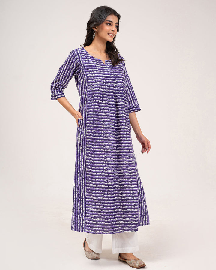 Purple Stripes Pure Cotton Kurta