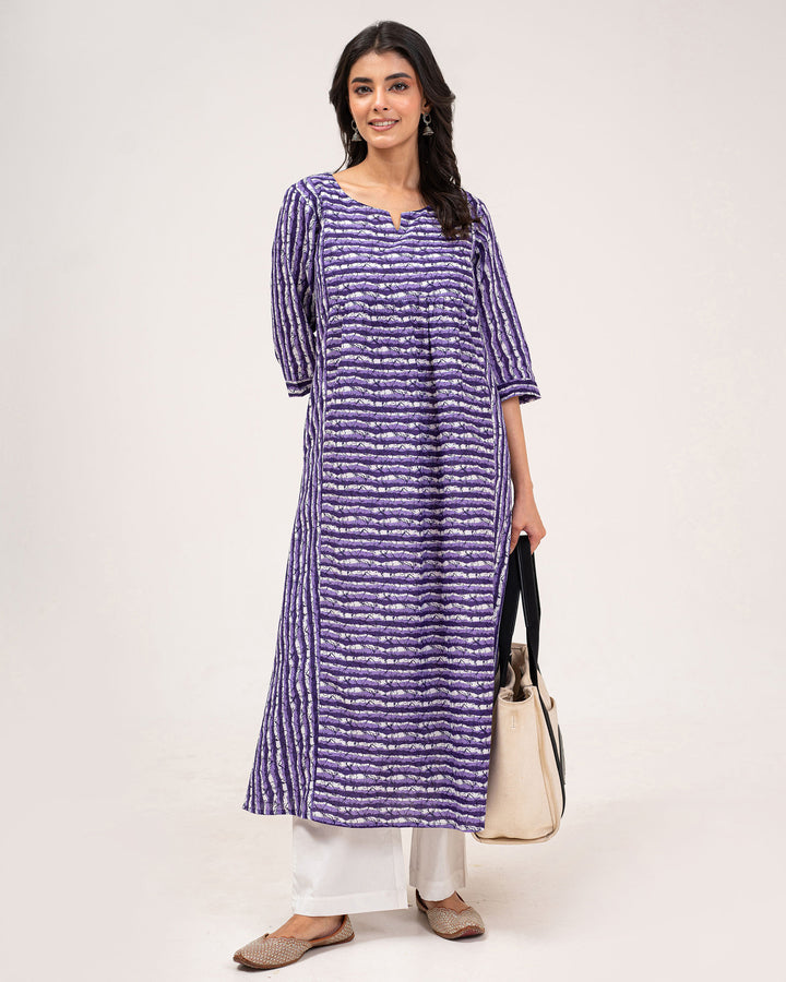 Purple Stripes Pure Cotton Kurta