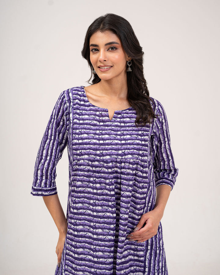 Purple Stripes Pure Cotton Kurta